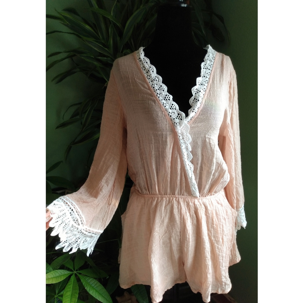 Linen Blend Romper with Pockets / Flutter Dance & Marvel